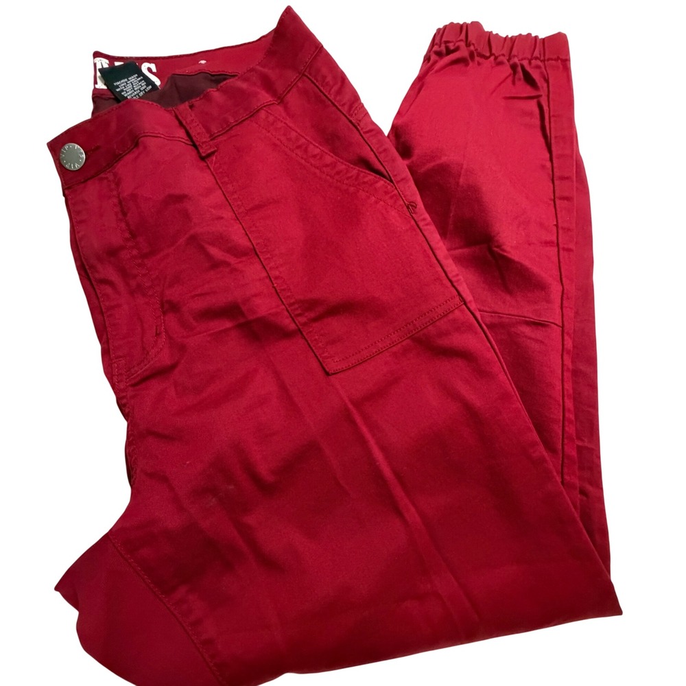 VIP Jeans Womens Red Utility Jogger Pants Size 15/16 Stretch Patch Pockets